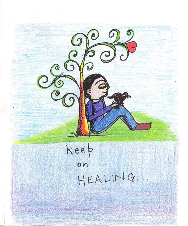 Drawing with the text Keep on Healing